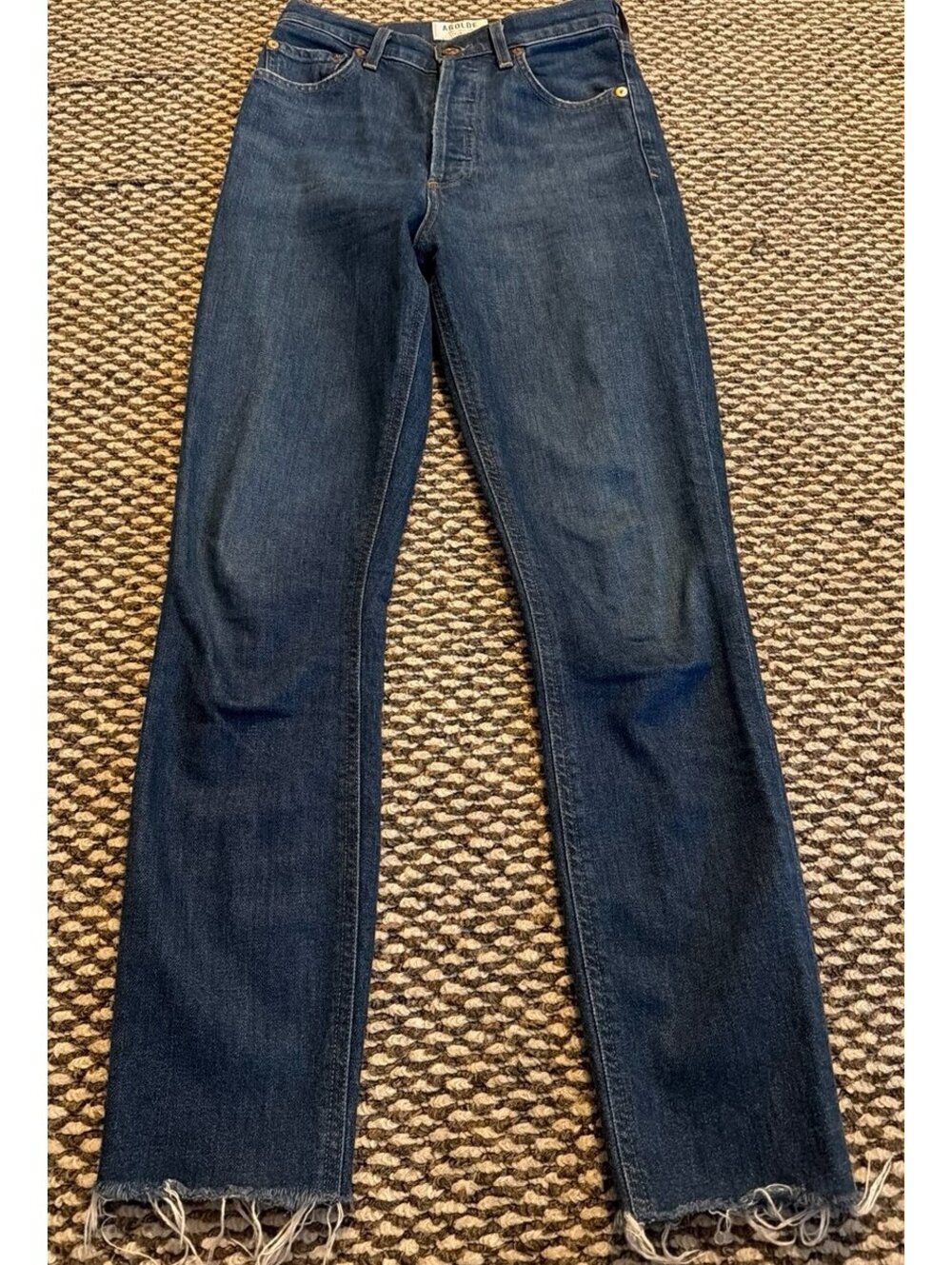 Agolde Jeans Blue High Rise Button Fly Straight Leg Size 24